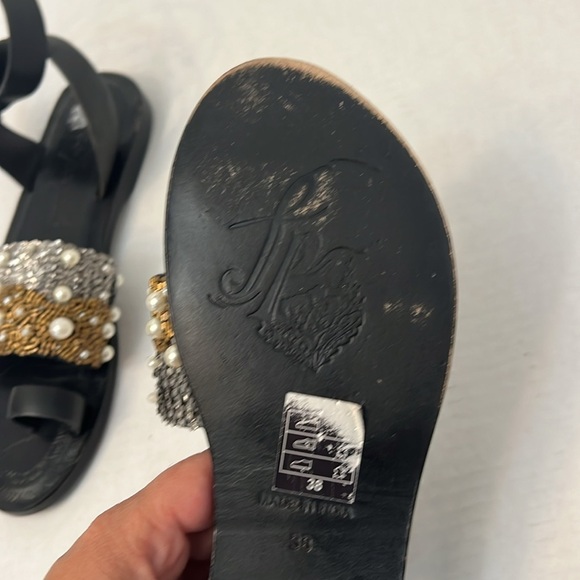 FREE PEOPLE SUN PEAKS EMBELLISHED SANDALS BLACK 38=8 - Picture 11 of 16